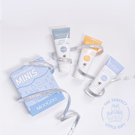 MooGoo Moisturising Minis Pack with custom printed blue gift box