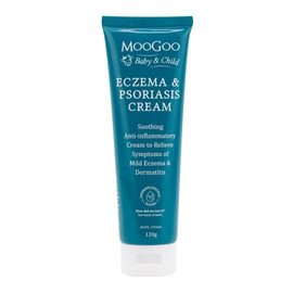 MooGoo Skincare blue Eczema & Psoriasis tube packaging