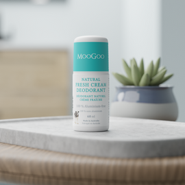 Natural deodorant roll on suitable for all ages including adults and teenagers (teens). #1 best-selling MooGoo product.